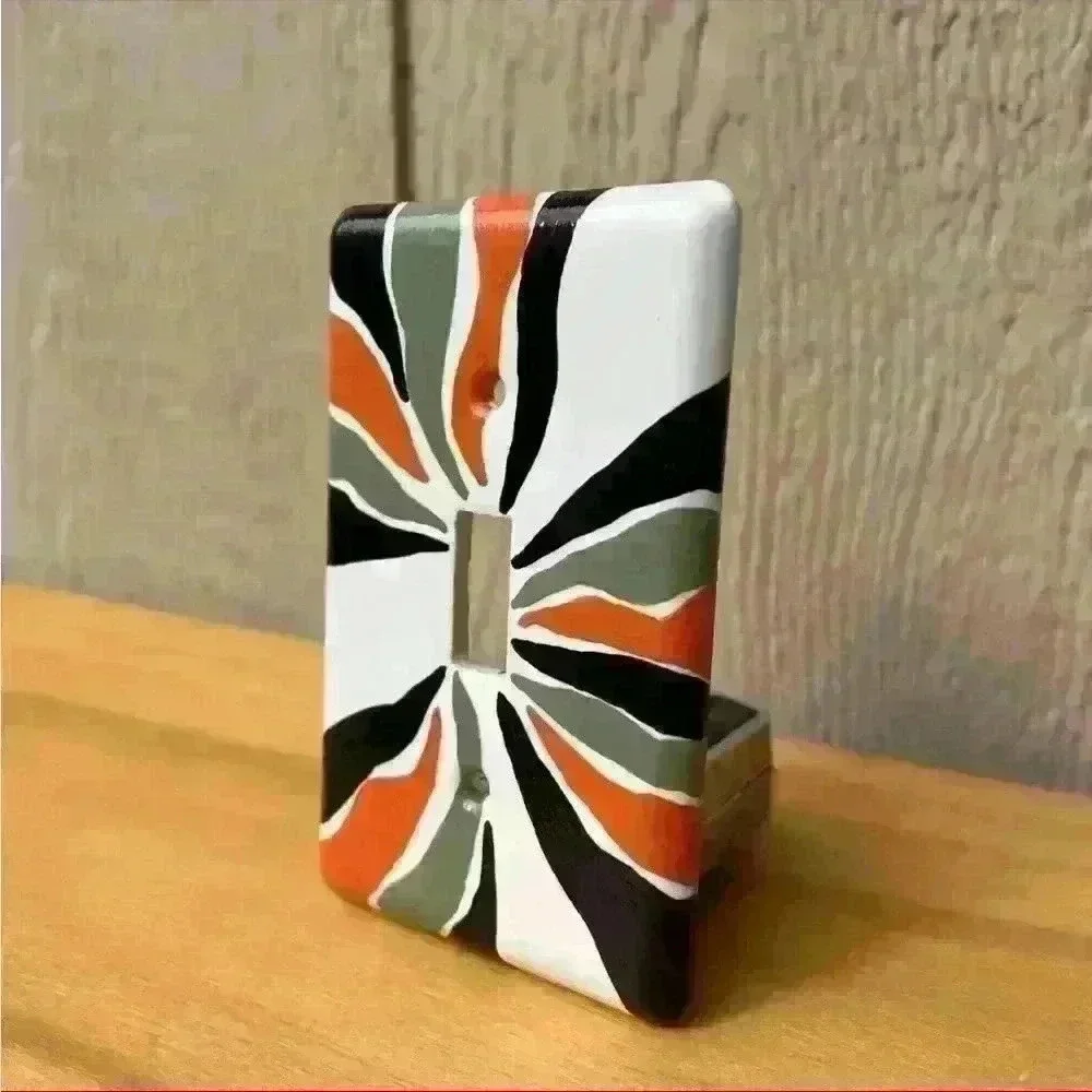 Hand Painted Ceramic Stripes Light Switch Cover Plate
